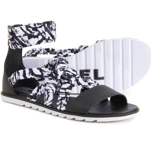 SOREL I Sandal Ella II Ankle Strap Sandal Size 10.5 Black White